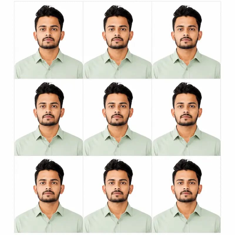 Passport size photo grid