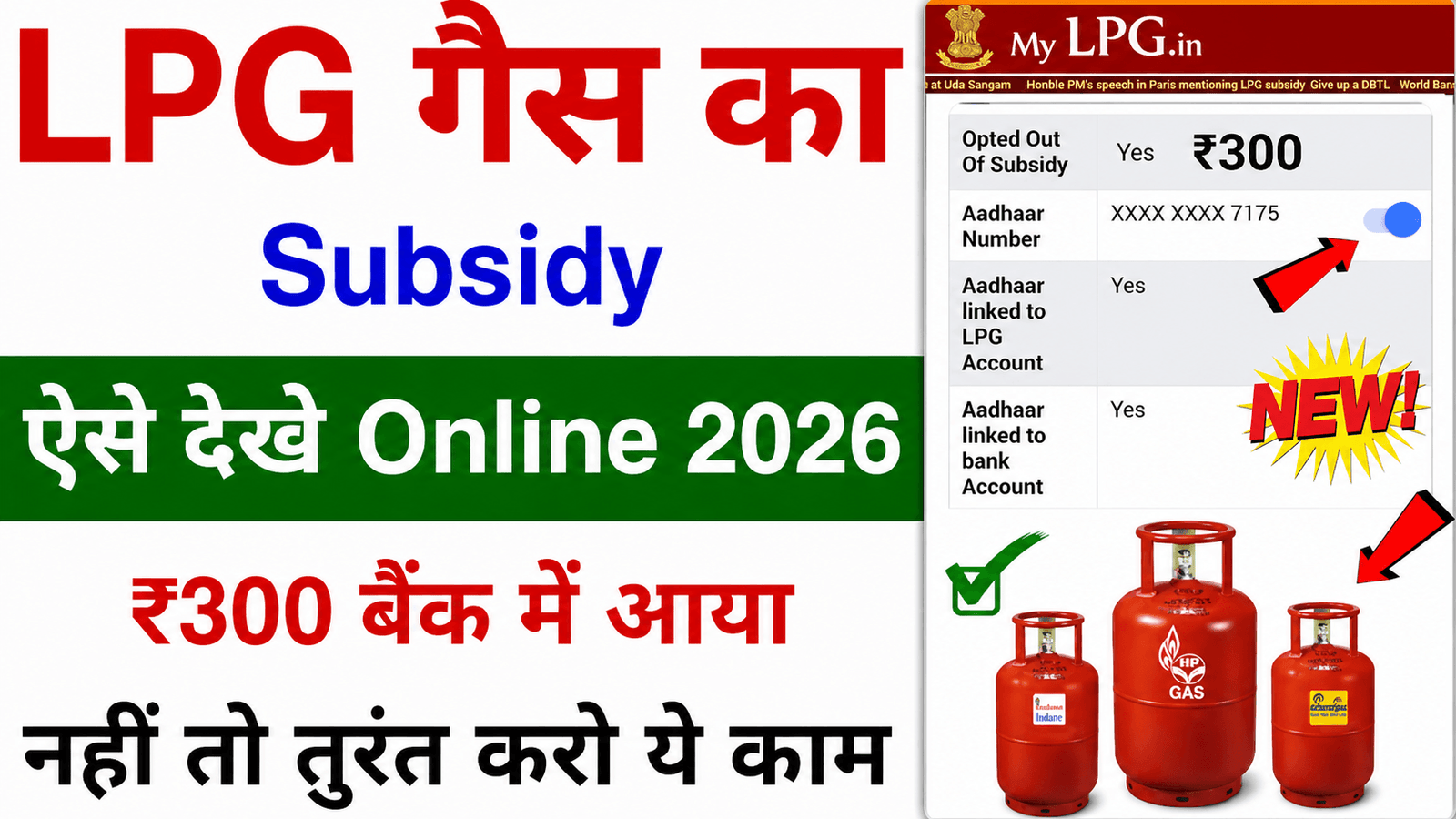 LPG Gas Cylinder Subsidy Check Online