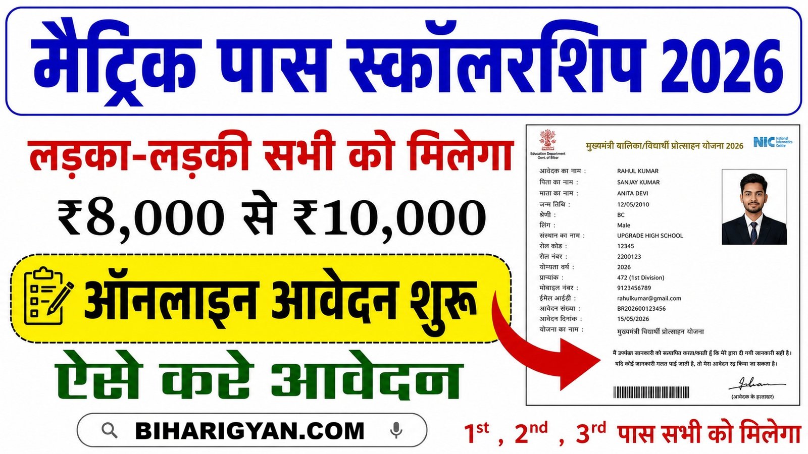 Bihar Board 10th Pass Scholarship